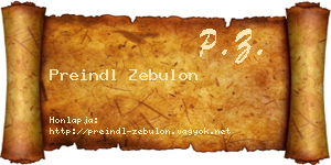 Preindl Zebulon névjegykártya